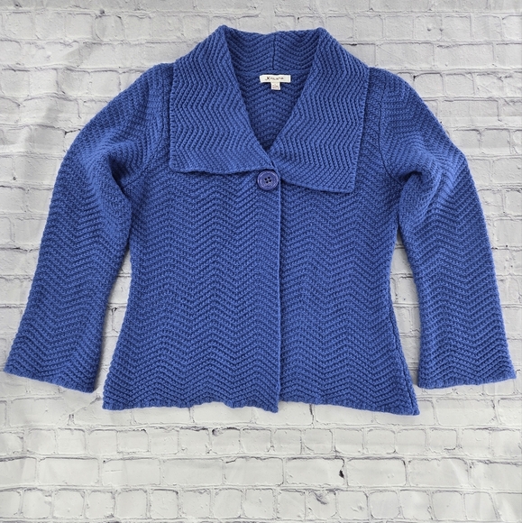 JM Collection Knit Cardigan Cape One Button Closure Size Large - Picture 1 of 6